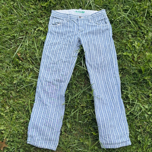 Vintage Blue and White Striped Pants - Picture 1 of 5